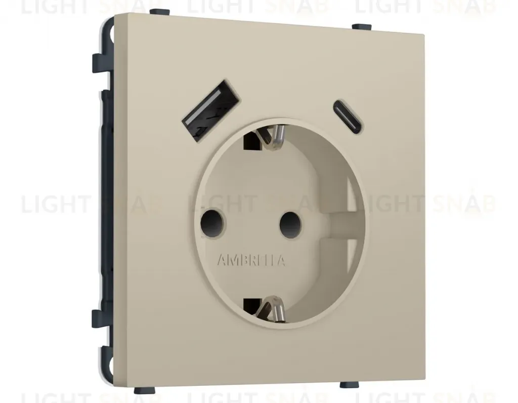 Комплект механизма электрической розетки SIGMA Кашемир 2USB A+C 20W Ambrella Volt MS350010 (SP3500, PR160) MS350010
