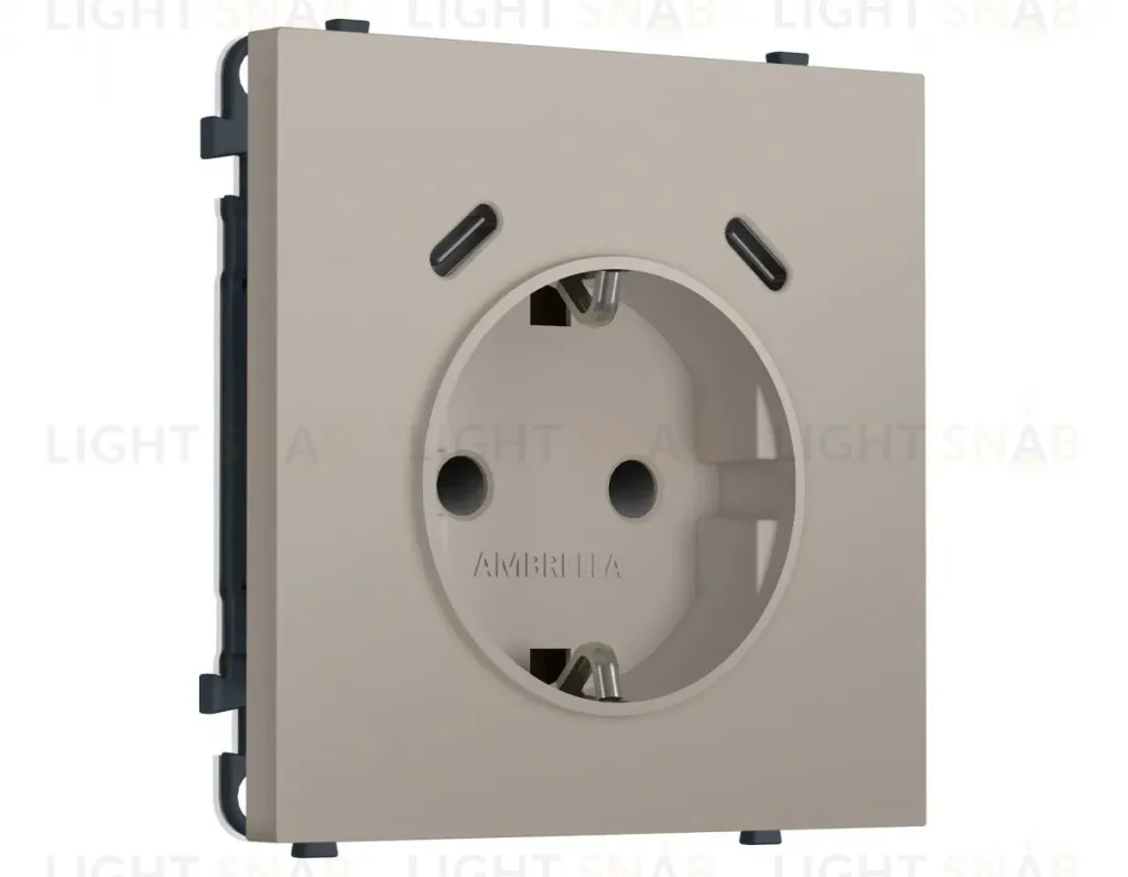 Комплект механизма электрической розетки SIGMA Серо-бежевый матовый 2USB С+C 20W Ambrella Volt MS370510 (SP3705, PR165) MS370510