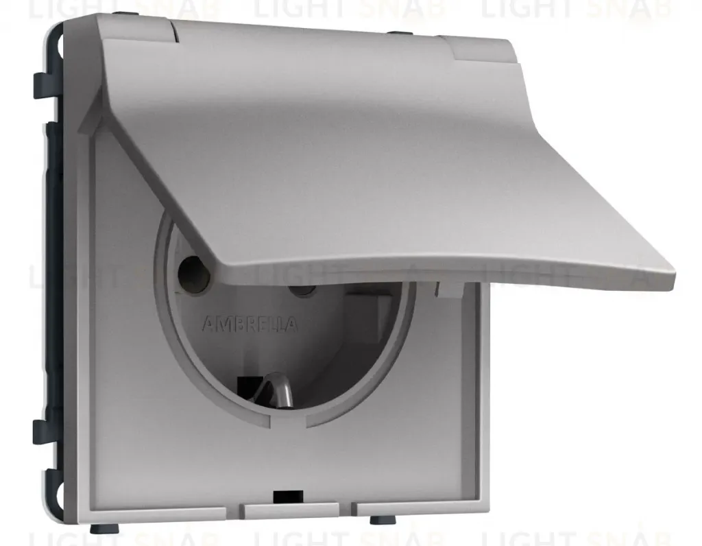 Комплект механизма электрической розетки SIGMA Сталь матовый 50Hz 2P+E с/з с/ш и крышкой IP44 16A-250V QUANT PRO Ambrella Volt MS508010 (SP5080, PR141) MS508010