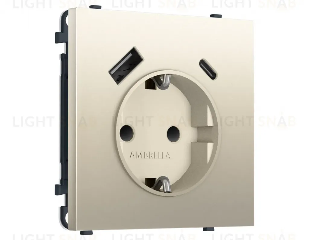 Комплект механизма электрической розетки SIGMA Шелк 2USB A+C 20W Ambrella Volt MS550010 (SP5500, PR160) MS550010
