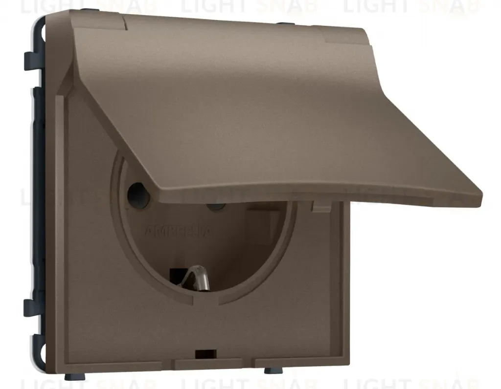 Комплект механизма электрической розетки SIGMA Темная бронза матовый 50Hz 2P+E с/з с/ш и крышкой IP44 16A-250V QUANT PRO Ambrella Volt MS638010 (SP6380, PR141) MS638010