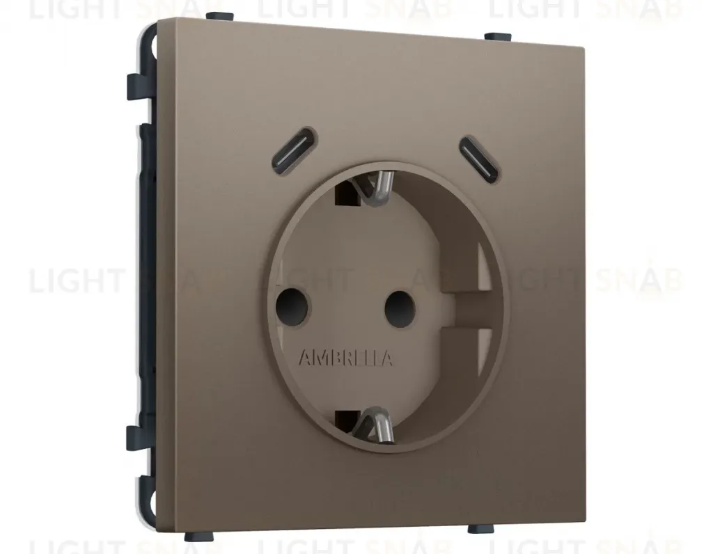 Комплект механизма электрической розетки SIGMA Темная бронза матовый 2USB С+C 20W Ambrella Volt MS640510 (SP6405, PR165) MS640510