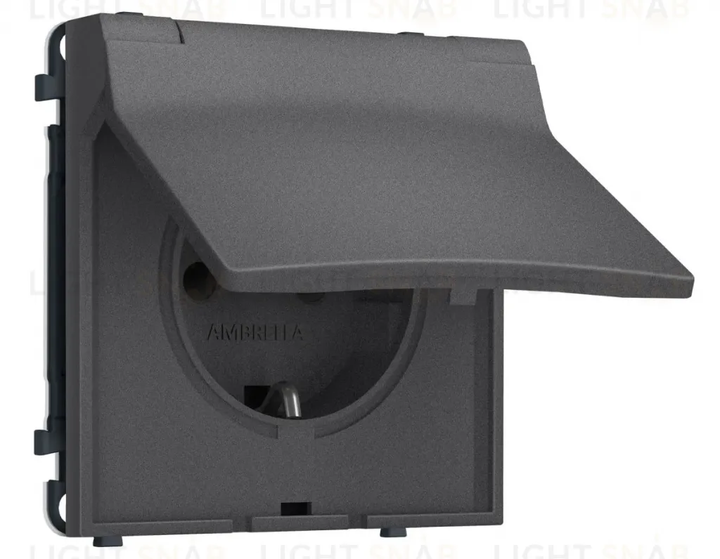 Комплект механизма электрической розетки SIGMA Антрацит серый 50Hz 2P+E с/з с/ш и крышкой IP44 16A-250V QUANT PRO Ambrella Volt MS658010 (SP6580, PR141) MS658010