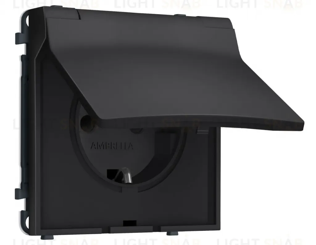 Комплект механизма электрической розетки SIGMA Черный матовый 50Hz 2P+E с/з с/ш и крышкой IP44 16A-250V QUANT PRO Ambrella Volt MS808010 (SP8080, PR141) MS808010