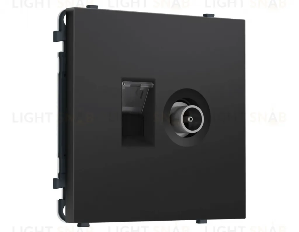 Комплект механизма розетки компьютерной + TV оконечной SIGMA Черный матовый RJ-45 Ambrella Volt MS812510 (SP8125, PR195) MS812510