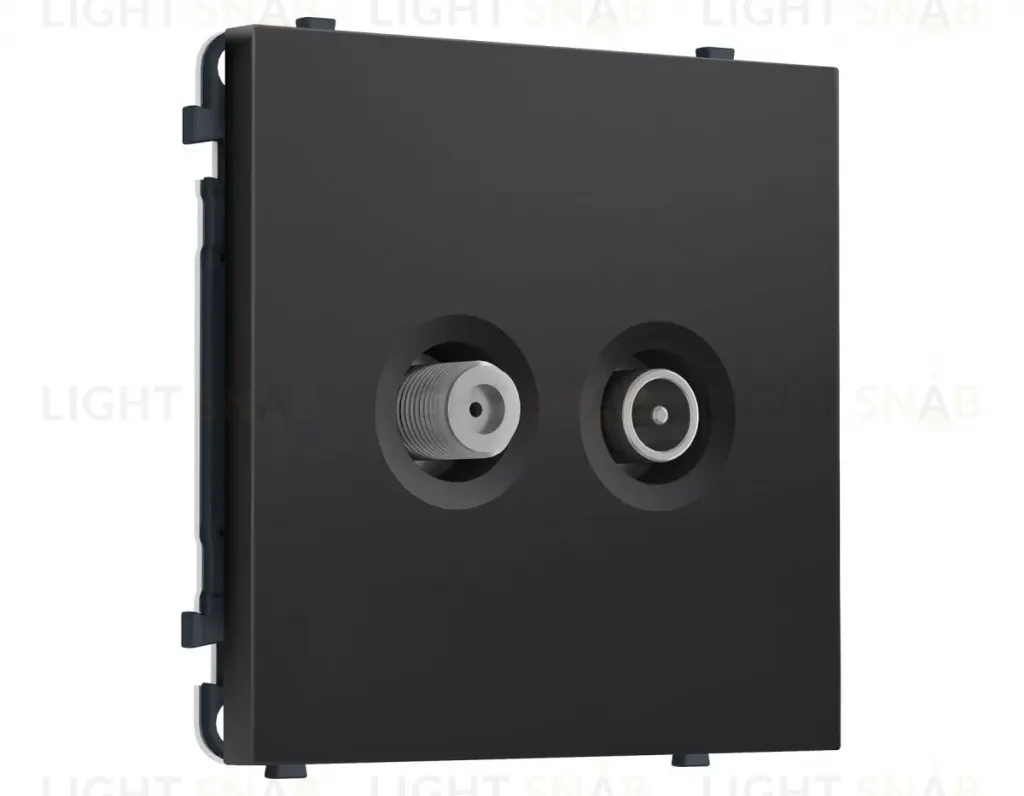 Комплект механизма розетки TV оконечной + SAT SIGMA Черный матовый 5-862MHz 3.5dB/950-2150MHz 3.8dB QUANT PRO Ambrella Volt MS813310 (SP8133, PR217) MS813310