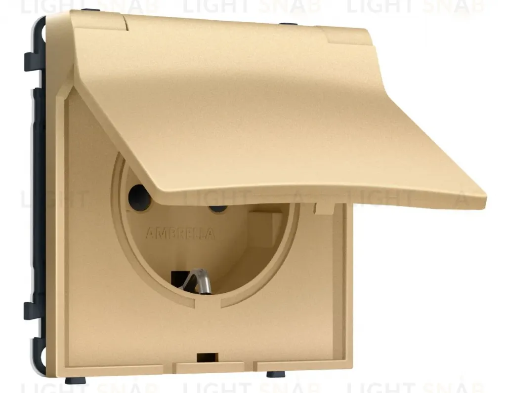 Комплект механизма электрической розетки SIGMA Золото Мягкое касание 50Hz 2P+E с/з с/ш и крышкой IP44 16A-250V QUANT PRO Ambrella Volt MS888010 (SP8880, PR141) MS888010