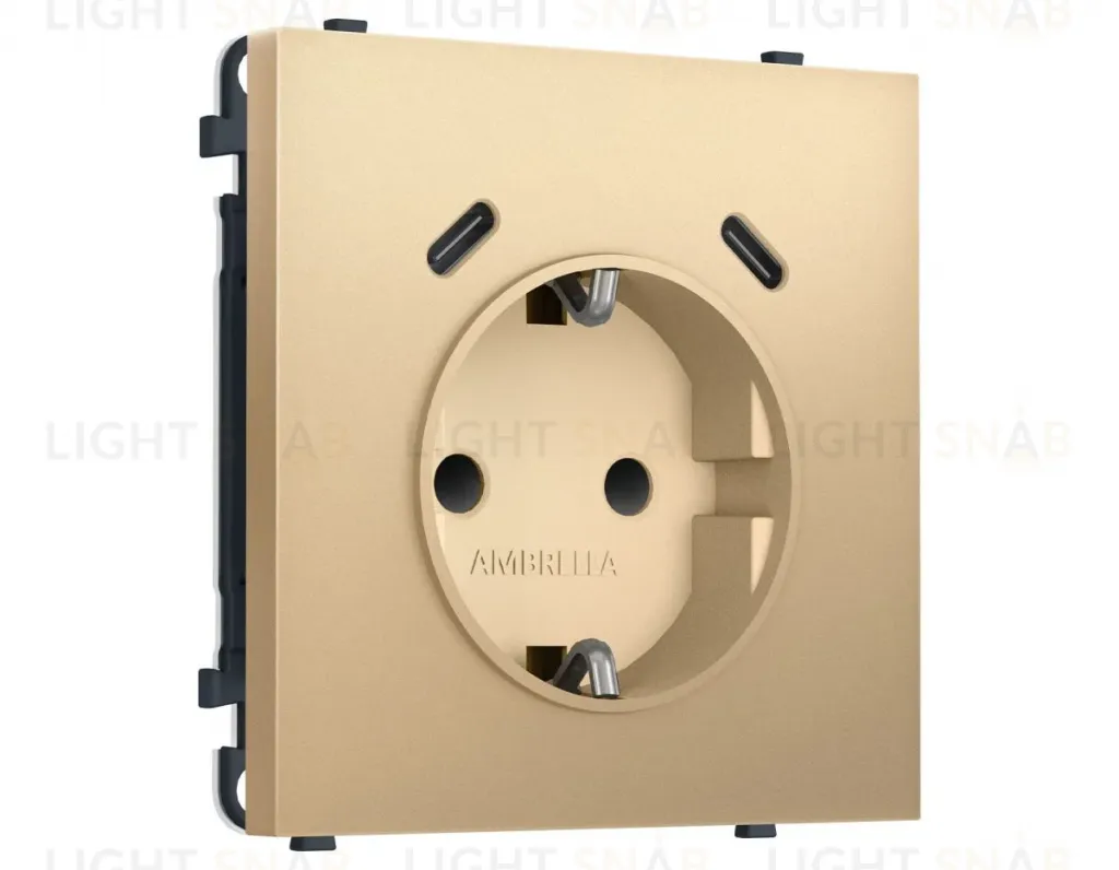 Комплект механизма электрической розетки SIGMA Золото Мягкое касание 2USB С+C 20W Ambrella Volt MS890510 (SP8905, PR165) MS890510