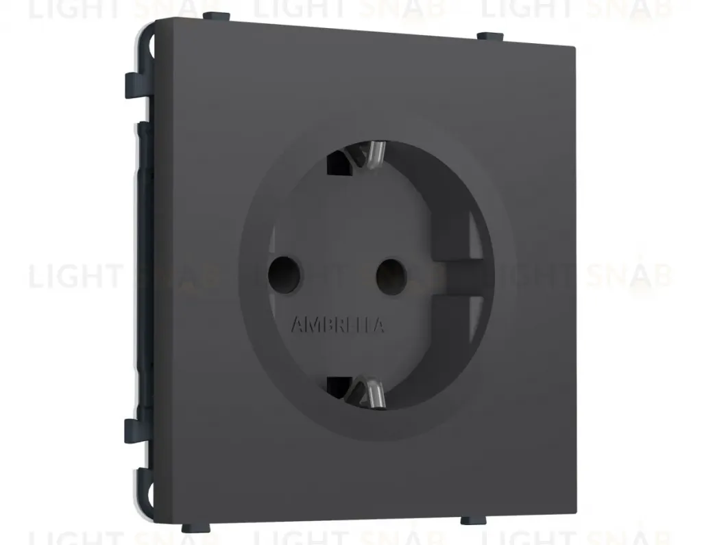 Комплект механизма электрической розетки SIGMA Графит Мягкое касание 50Hz 2P+E с/з с/ш 16A-250V QUANT PRO Ambrella Volt MS907010 (SP9070, PR141) MS907010