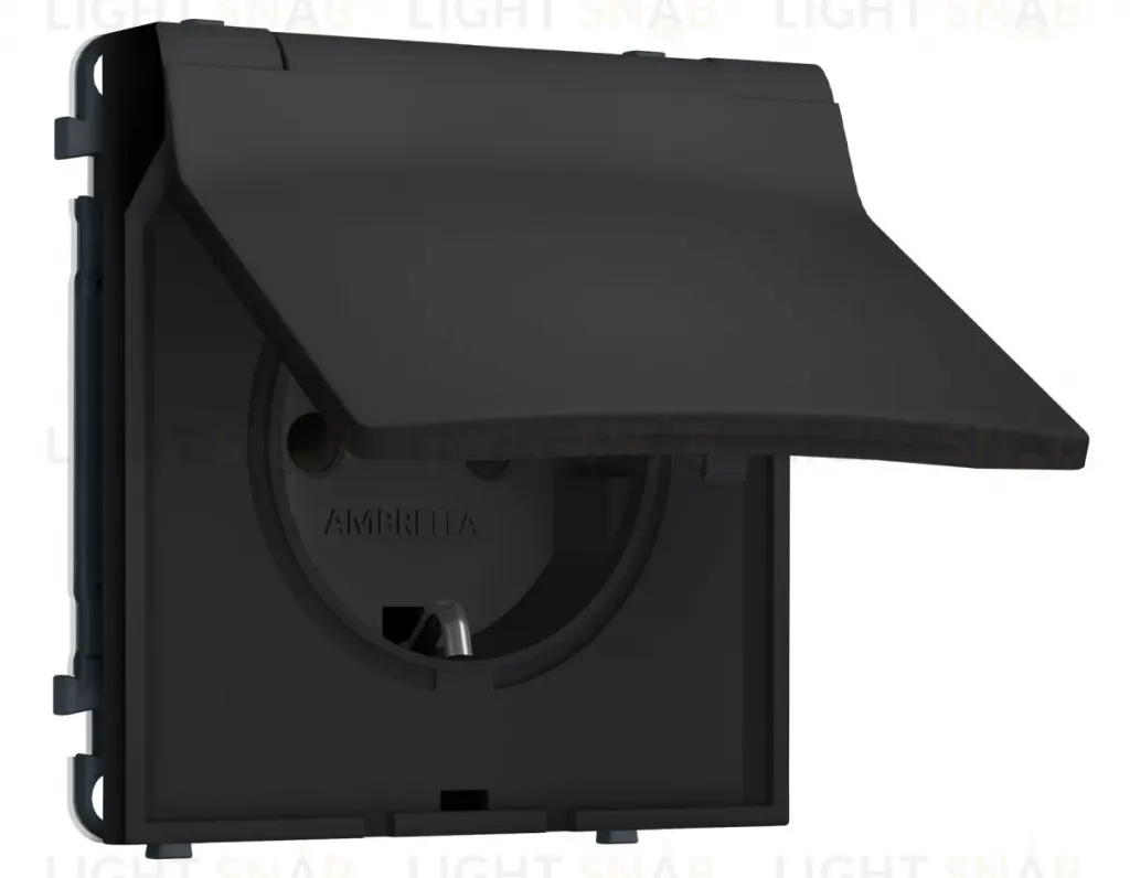 Комплект механизма электрической розетки SIGMA Черный Мягкое касание 50Hz 2P+E с/з с/ш и крышкой IP44 16A-250V QUANT PRO Ambrella Volt MS988010 (SP9880, PR141) MS988010