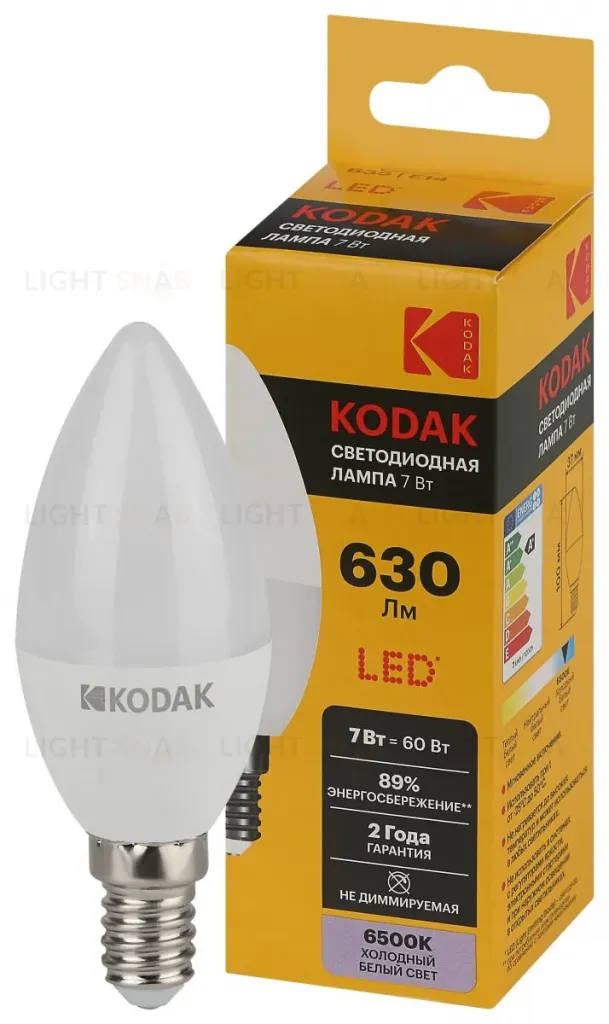 Лампа светодиодная Kodak LED B35-7W-865-E14 K 7Вт свеча холодный дневной свет Е14 Б0057625 Б0057625