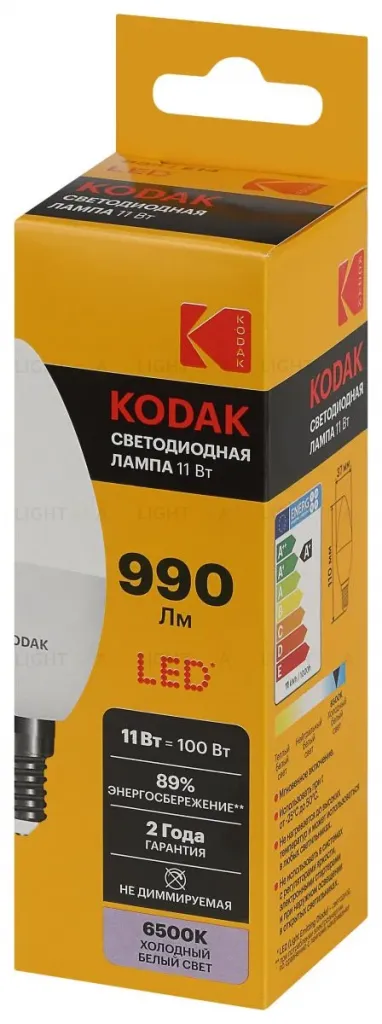 Лампа светодиодная Kodak LED B35-11W-865-E14 K 11Вт свеча холодный дневной свет Е14 Б0057631 Б0057631