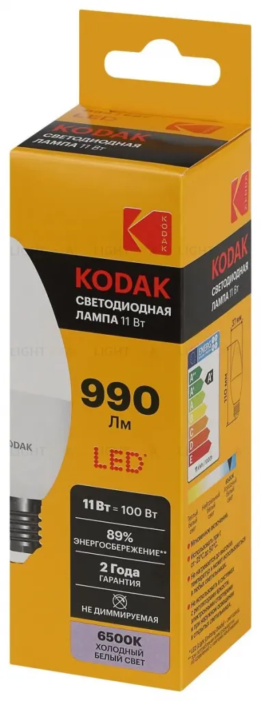Лампа светодиодная Kodak LED B35-11W-865-E27 K 11Вт свеча холодный дневной свет Е27 Б0057634 Б0057634