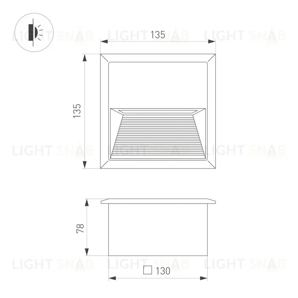 Светильник для ступеней Arlight LTD-RIBONIK-S135x135-5W Warm3000 (Черный, 50 deg, 230V) (IP65 Металл) 062914 062914