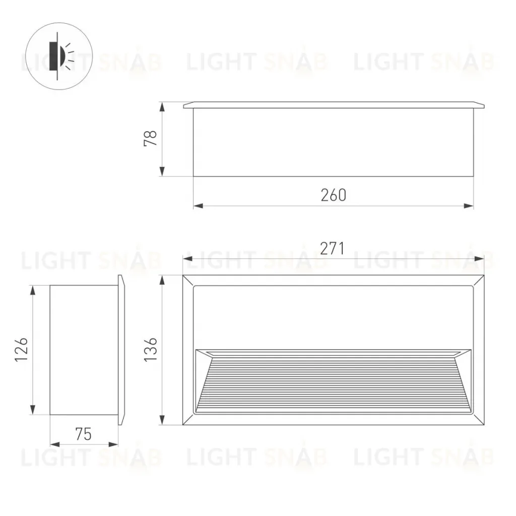 Светильник для ступеней Arlight LTD-RIBONIK-S271x136-10W Day4000 (Черный, 50 deg, 230V) (IP65 Металл) 056720 056720