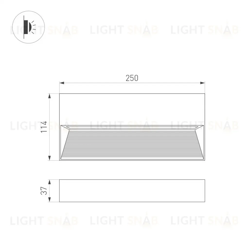 Светильник для ступеней Arlight LGD-RIBONIK-S250x114-10W Warm3000 (Черный, 70 deg, 230V) (IP65 Металл) 062693 062693