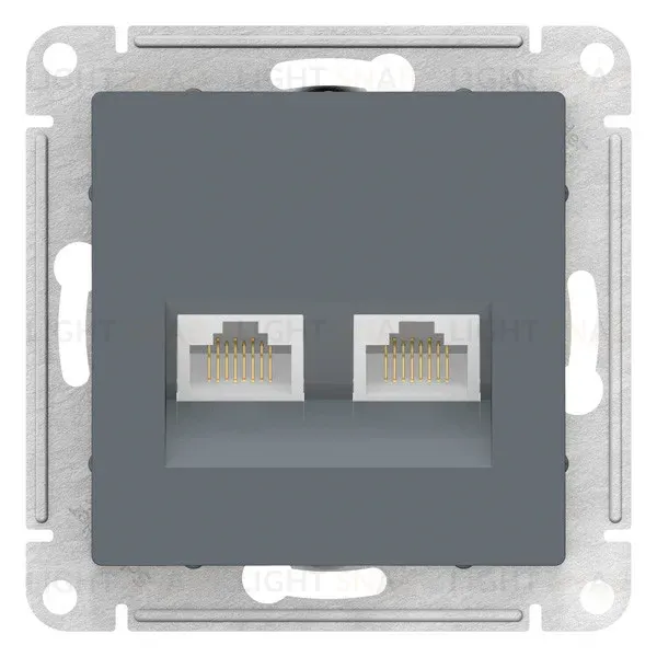 Розетка двойная компьютерная RJ45+RJ45 кат. 6А, механизм Systeme Electric AtlasDesign Грифель ATN000788 ATN000788