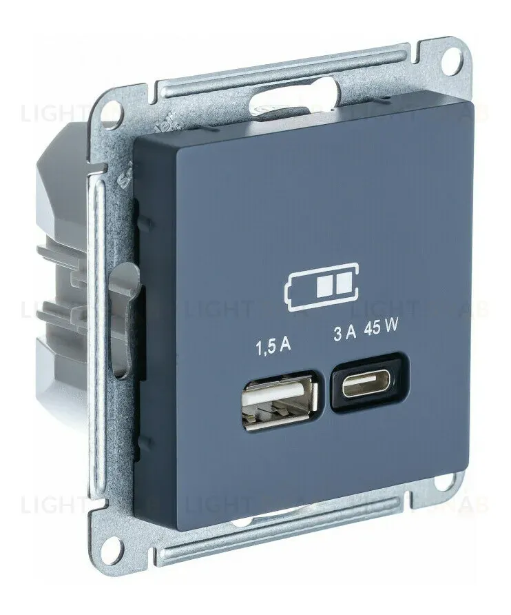 USB Розетка A + тип-C 45W высокоскор.заряд. QC,PD, мех. Systeme Electric AtlasDesign Грифель ATN000729 ATN000729