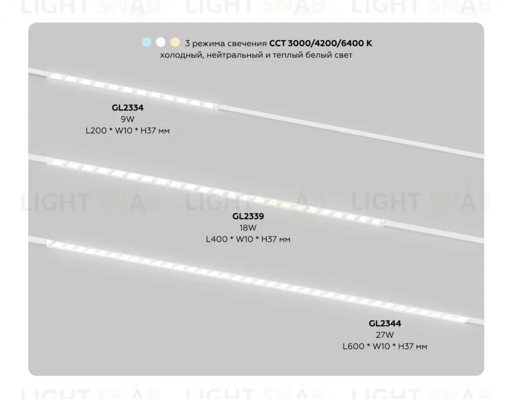 Трековый магнитный светильник с переключателем цв. темп. Ambrella Light GL2339 GL2339