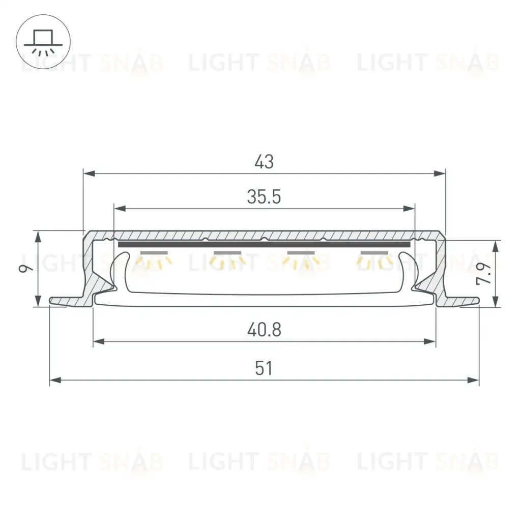 Профиль Arlight SL-LINIA40-F-H9-2000 ANOD (Алюминий) 063906 063906