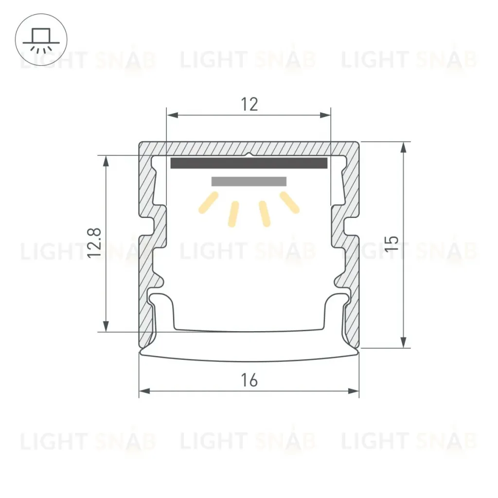 Профиль Arlight FANTOM-BENT-W16-TOP-2000 ANOD (Алюминий) 064488 064488