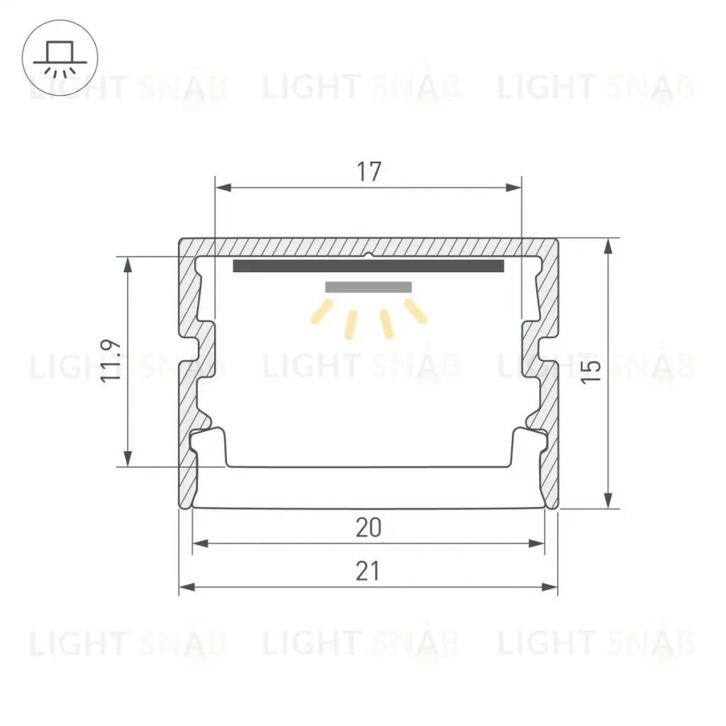 Профиль Arlight FANTOM-BENT-W21-SIDE-2000 ANOD (Алюминий) 064492 064492