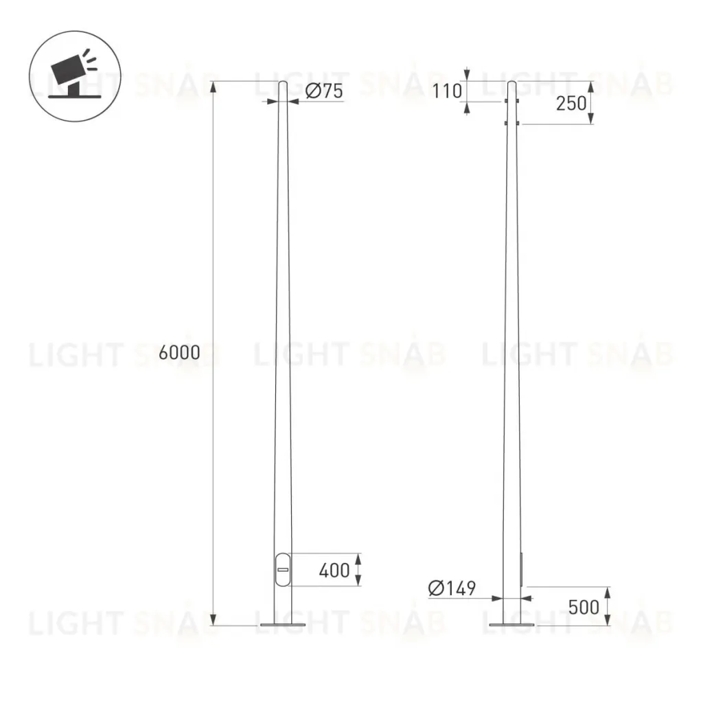 Опора фланцевая Arlight OXOR-OK-D80/57-L6000 (BK) (Сталь) (Сталь) 061038 061038