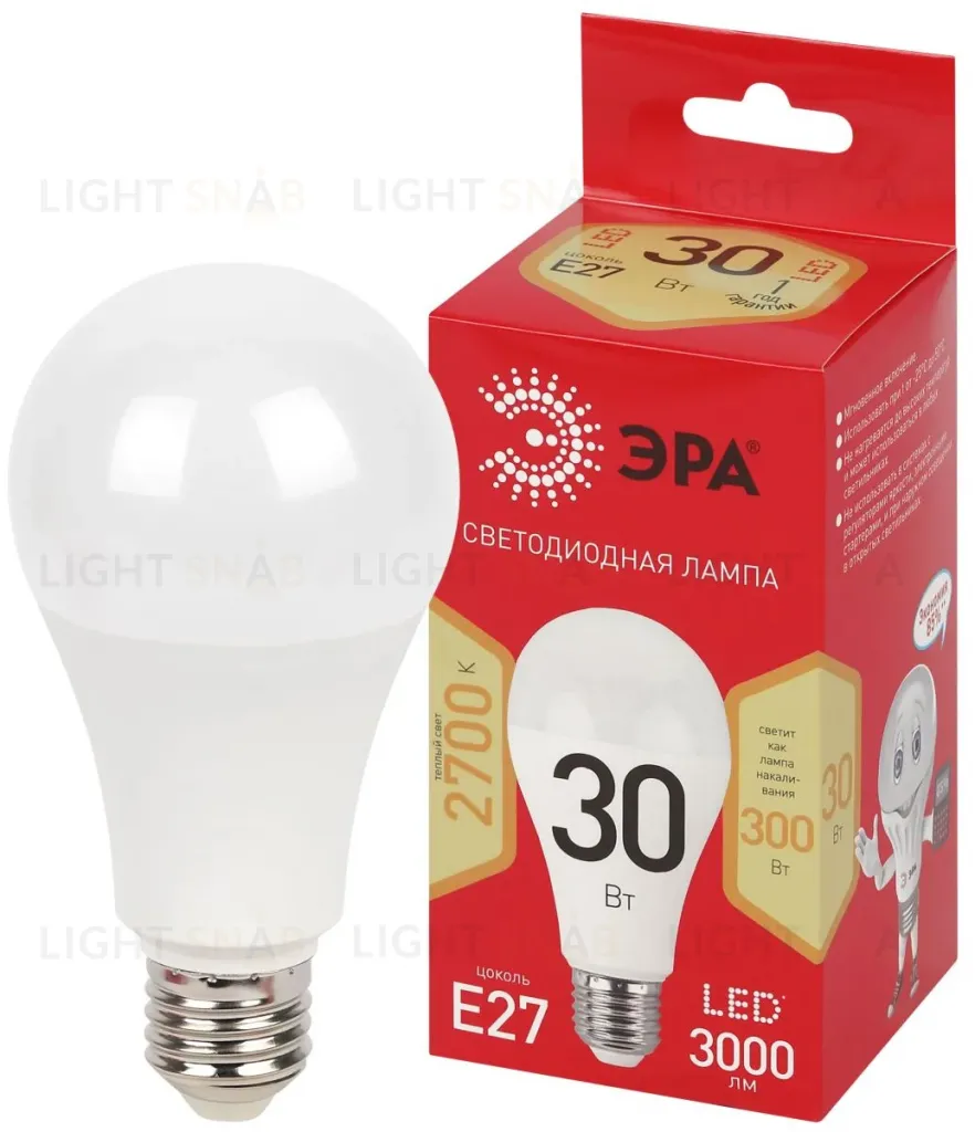 Лампа светодиодная Эра RED LINE LED A70-30W-827-E27 R 30Вт груша Б0069970 Б0069970