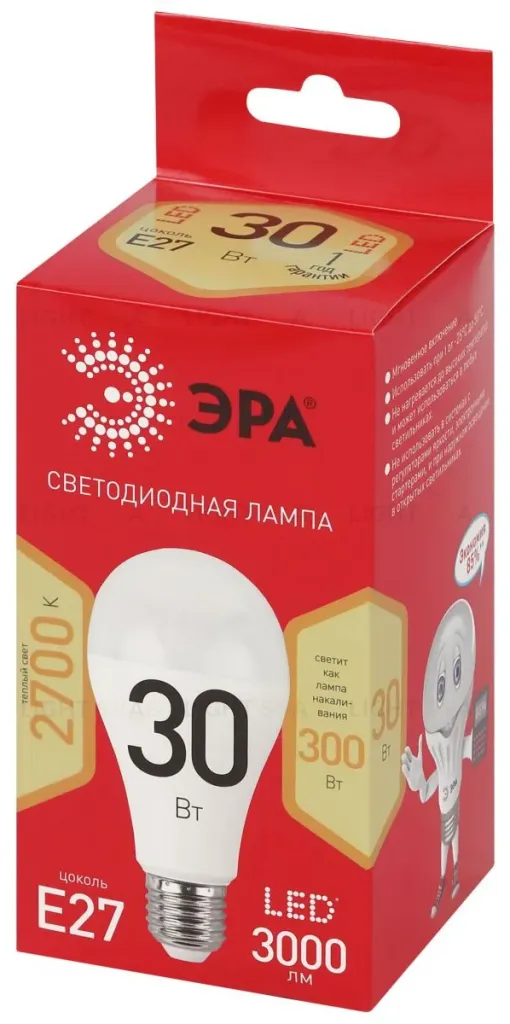Лампа светодиодная Эра RED LINE LED A70-30W-827-E27 R 30Вт груша Б0069970 Б0069970
