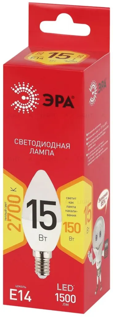Лампа светодиодная Эра RED LINE LED B35-15W-827-E14 R 15Вт свеча Б0070087 Б0070087