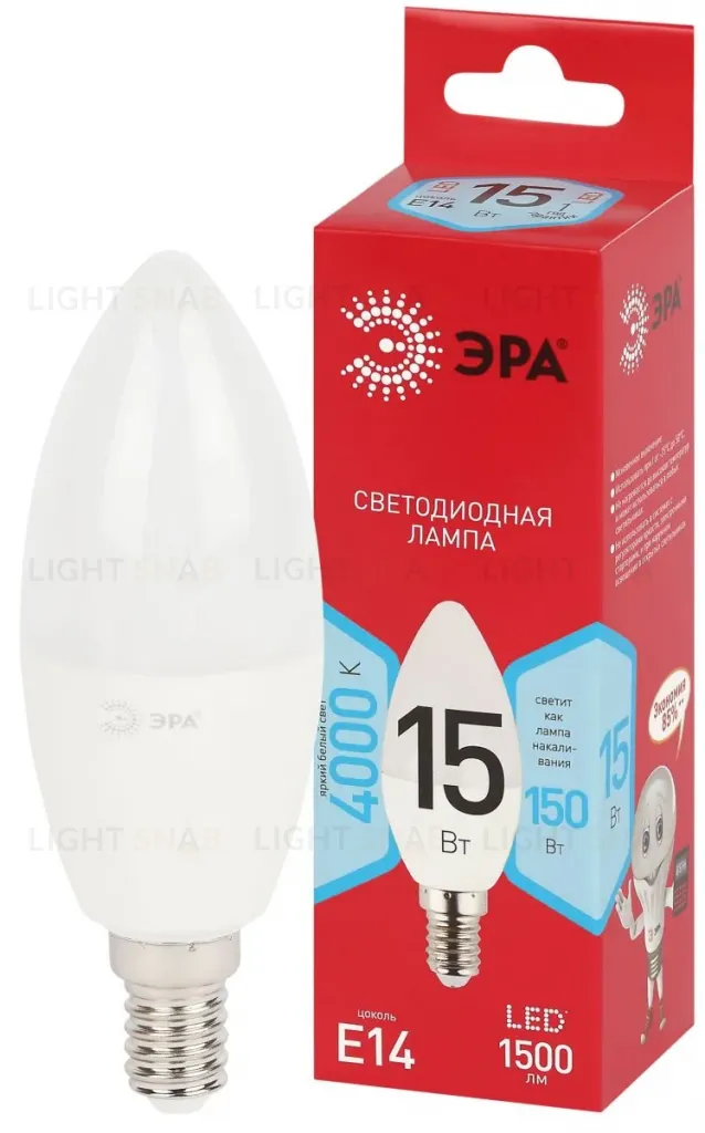 Лампа светодиодная Эра RED LINE LED B35-15W-840-E14 R 15Вт свеча Б0070089 Б0070089
