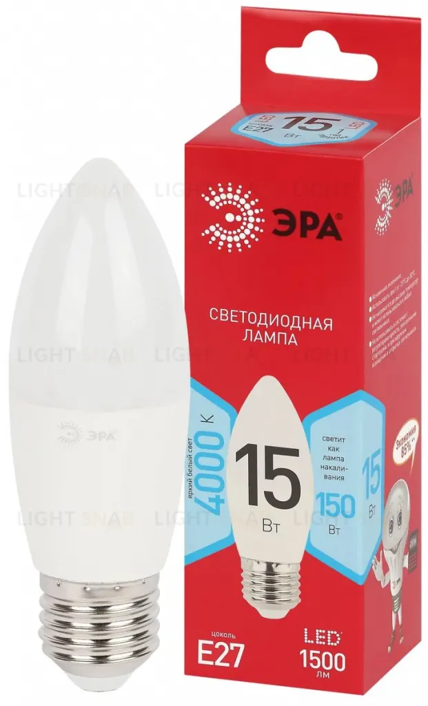 Лампа светодиодная Эра RED LINE LED B35-15W-840-E27 R 15Вт свеча Б0070090 Б0070090
