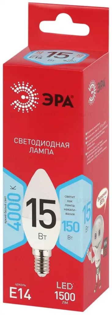 Лампа светодиодная Эра RED LINE LED B35-15W-840-E14 R 15Вт свеча Б0070089 Б0070089