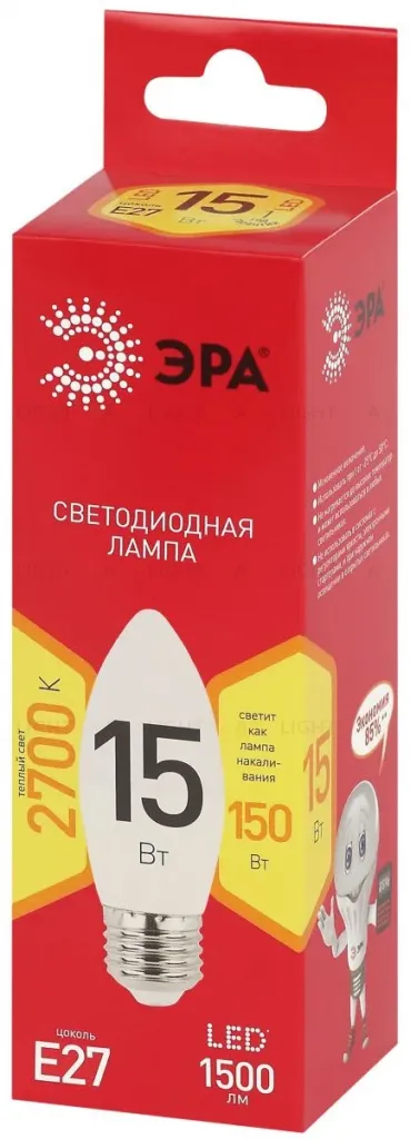 Лампа светодиодная Эра RED LINE LED B35-15W-827-E27 R 15Вт свеча Б0070088 Б0070088