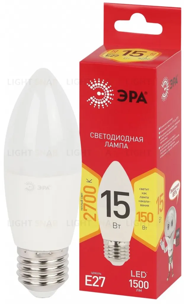 Лампа светодиодная Эра RED LINE LED B35-15W-827-E27 R 15Вт свеча Б0070088 Б0070088