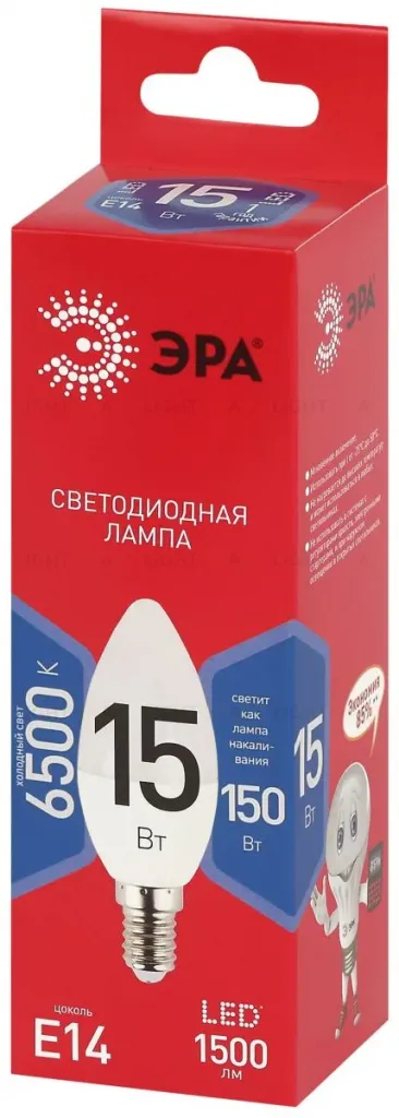 Лампа светодиодная Эра RED LINE LED B35-15W-865-E14 R 15Вт свеча Б0070091 Б0070091