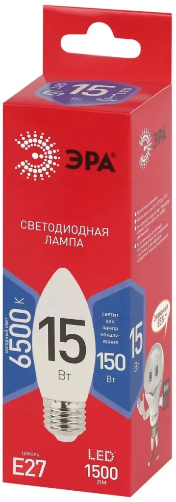 Лампа светодиодная Эра RED LINE LED B35-15W-865-E27 R 15Вт свеча Б0070092 Б0070092