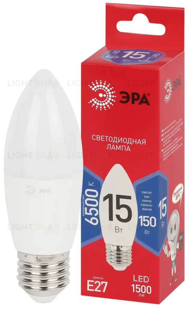 Лампа светодиодная Эра RED LINE LED B35-15W-865-E27 R 15Вт свеча Б0070092 Б0070092