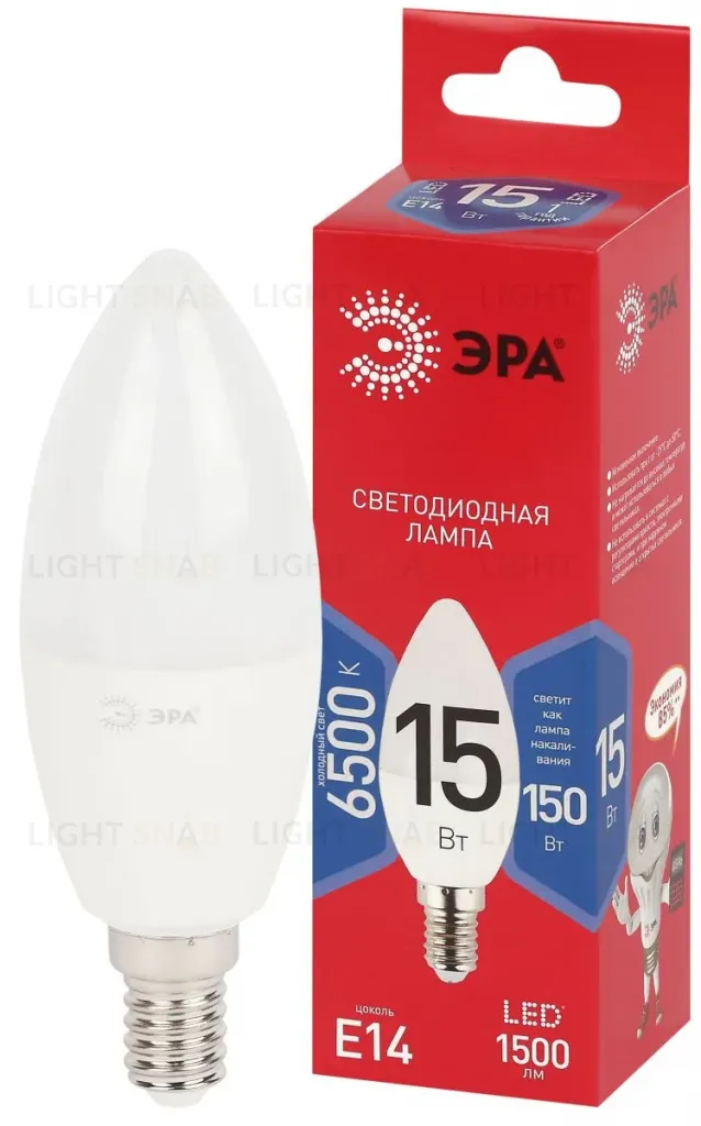 Лампа светодиодная Эра RED LINE LED B35-15W-865-E14 R 15Вт свеча Б0070091 Б0070091
