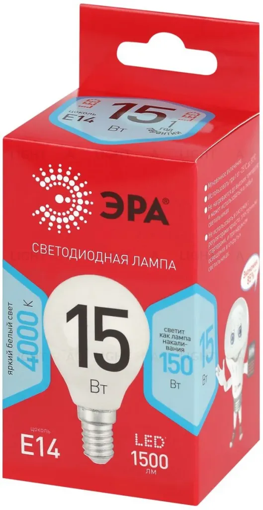 Лампа светодиодная Эра RED LINE LED P45-15W-840-E14 R 15Вт шар Б0070101 Б0070101