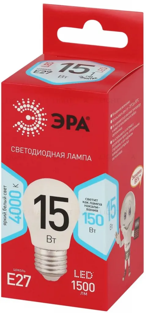 Лампа светодиодная Эра RED LINE LED P45-15W-840-E27 R 15Вт шар Б0070102 Б0070102