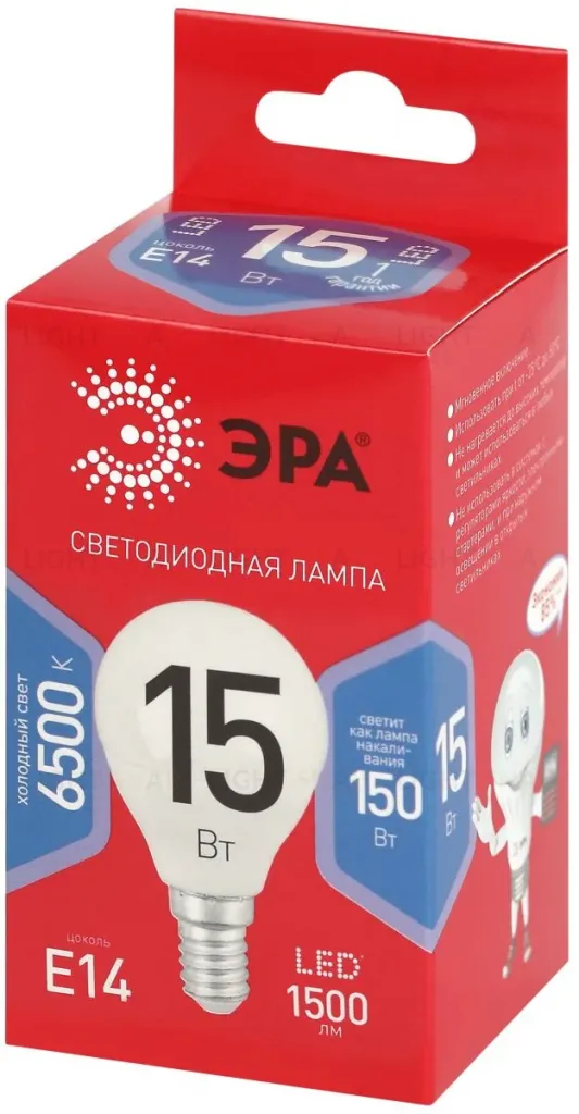 Лампа светодиодная Эра RED LINE LED P45-15W-865-E14 R 15Вт шар Б0070103 Б0070103