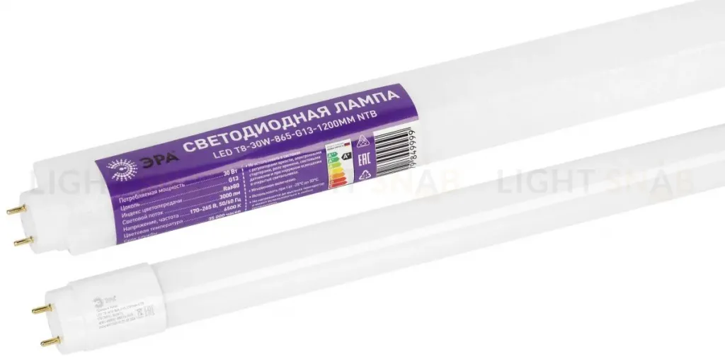 Лампа светодиодная Эра RED LINE LED T8-30W-865-G13-1200mm NTB 30Вт Б0071251 Б0071251