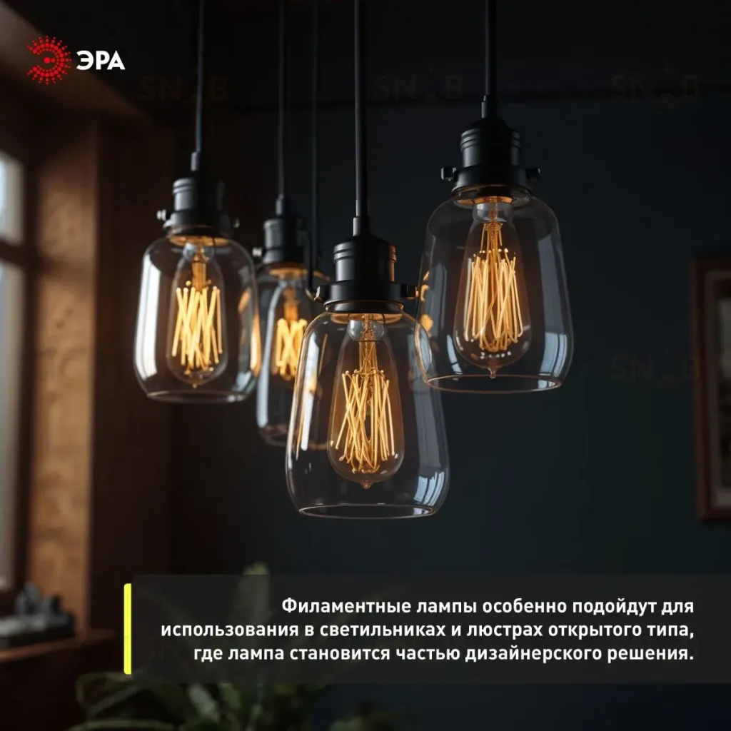 Лампа светодиодная филаментная Эра F-LED ST64-7W-824-E27 smoky 7Вт дымчатая Б0071205 Б0071205