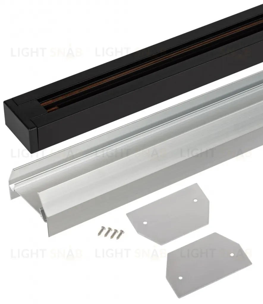 Комплект Эра TR-SET-200-1PT-PC BK шинопровод однофазный с профилем для натяжного потолка 2м черный Б0072543 Б0072543