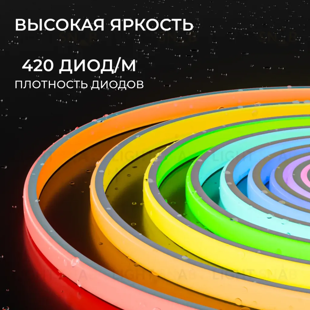 Комплект светодиодной ленты 220В НЕОН с аксессуарами (ИК-контроллер с ПДУ, заглушка, крепеж - 10шт) Apeyron COB 12Вт/м RGB, 420д/м 12х8мм 10м IP65 10-153 10-153