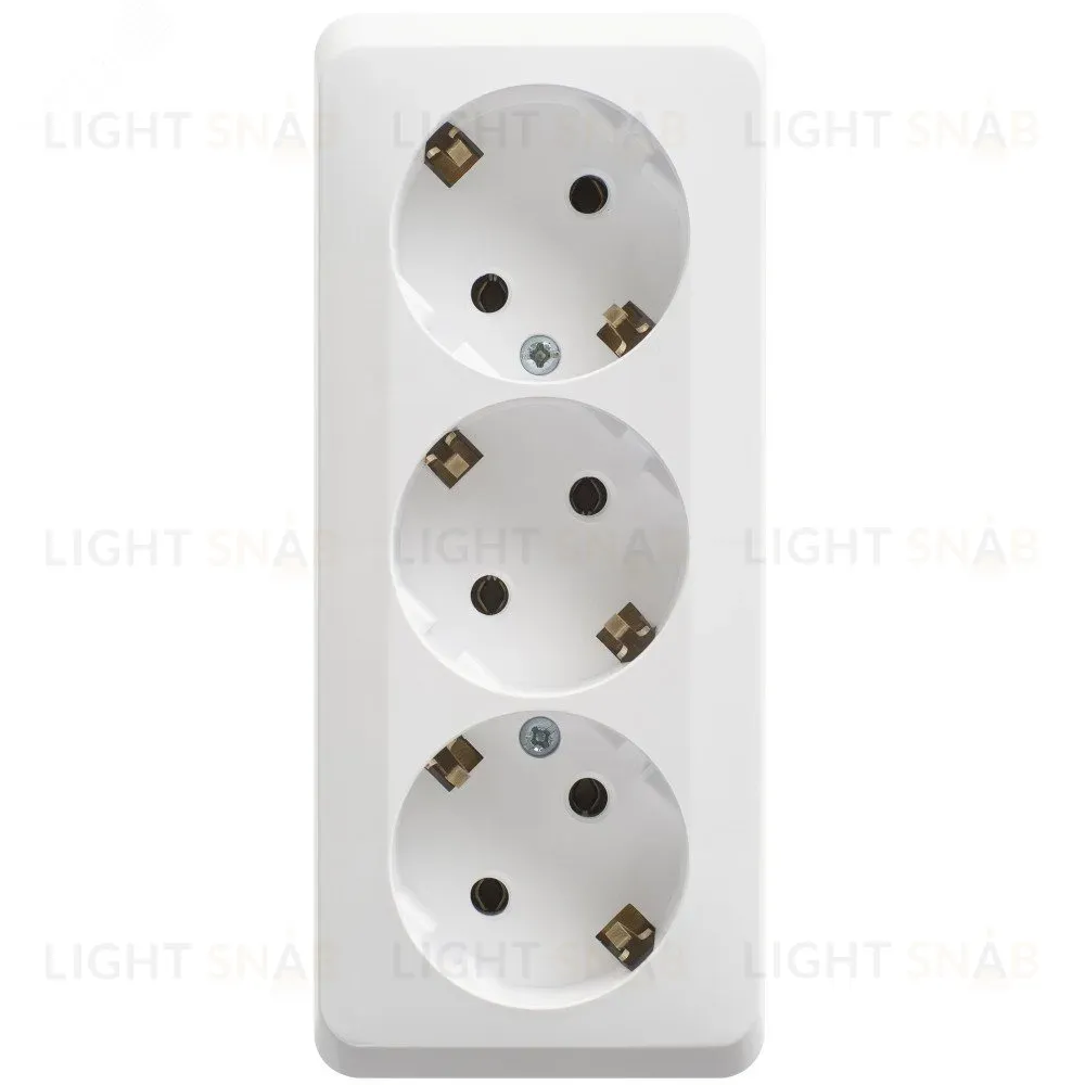 Розетка 3-ая с/з без шторок 16А 250B Systeme Electric Этюд наруж Бел PA16-011B PA16-011B
