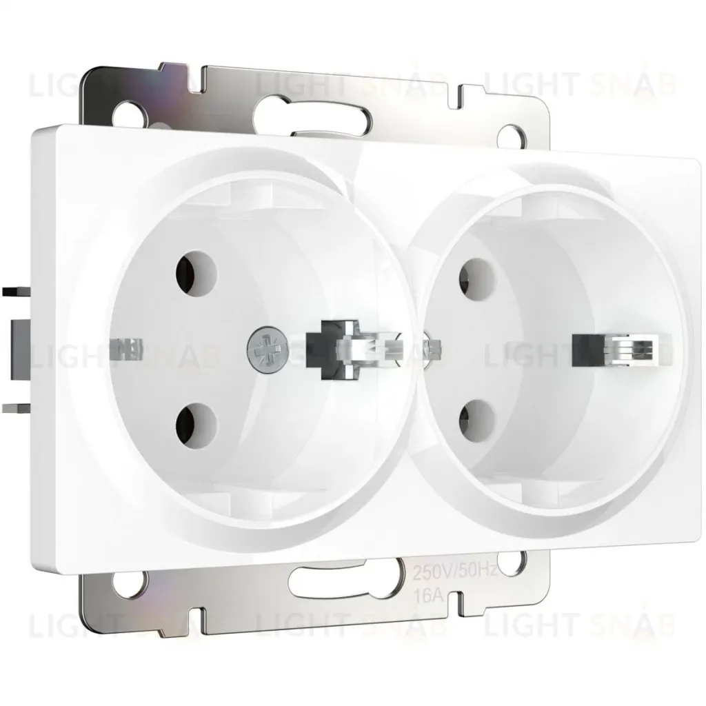 Розетка двойная с заземлением (белый) Werkel W1172001 4690389157257 a051370 4690389157257