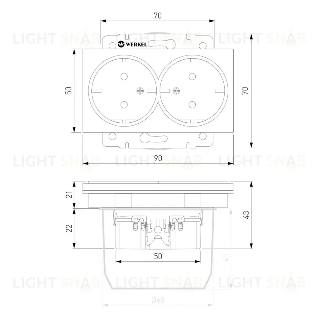 Розетка двойная с заземлением (белый) Werkel W1172001 4690389157257 a051370 4690389157257