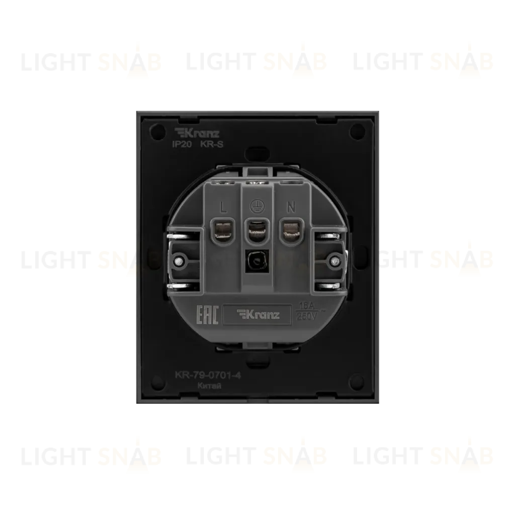 Розетка SETE 1-ая с/з с/у, со шторками 16А антрацит IP20/IP44 KRANZ KR-79-0701-4 KR-79-0701-4